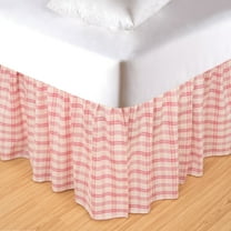 Pink & Yellow Plaid 100% Cotton Full Bed Skirt 14" Drop