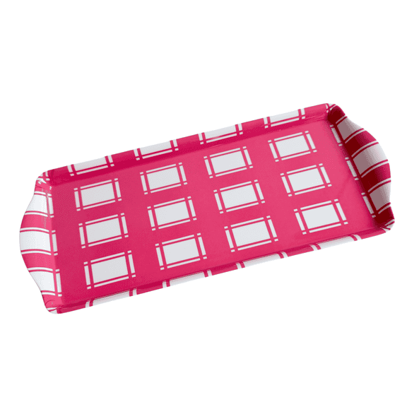 Pink Gingham Melamine Party Tray  15.25" Durable & Stylish Appetizer & Dessert Server for Any Event