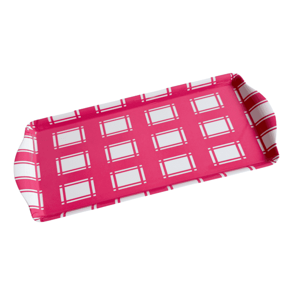 Pink Gingham Melamine Party Tray 15.25" Durable & Stylish Appetizer & Dessert Server for Any Event