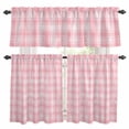 thumbnail image 1 of Pink Plaid Kitchen Curtains Sets for Windows 24 Inch Length, Modern Art Checkered Farmhouse Rod Pocket Window Treatments Tier Curtains and Valances Set for Bedroom/Bathroom, 1 of 8
