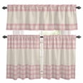 thumbnail image 1 of Pink Plaid Kitchen Curtains Valances and Tiers Set of 3 Retro Country Pink Plaid Linen Texture Tier Curtains and Valance with Rod Pocket for Small Windows, 27.5"x36", 1 of 9