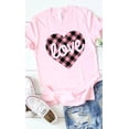 thumbnail image 1 of Pink Plaid Love Graphic Tee T-Shirt PLUS, 1 of 8