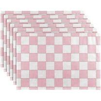 Pink Plaid Placemats Set of 4,Buffalo Check Dining Table Mats,Non-Slip Washable Place Mats Farmhouse Kitchen Table Placemats for Indoor Outdoor Party Wedding Decoration,12x18 inch