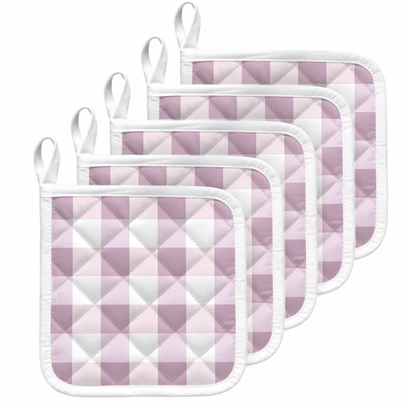 Pink Plaid Pot Holders for Kitchen Heatproof Potholder, 5 Pack Spring Summer Farmhouse Buffalo Checkered Hot Pads Multipurpose Oven Pads Cloth Potholders Trivet for Cooking Baking