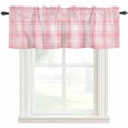 thumbnail image 1 of Pink Plaid Rod Pocket Curtain Valance, Modern Art Checkered Farmhouse Farmhouse Window Valance for Living Room, Bedroom, Kitchen 42"W x 12"L, 1 of 9