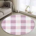 thumbnail image 1 of Pink Plaid Round Area Rug 3.3 FT, Non Slip Small Entryway Kitchen Mat, Spring Summer Farmhouse Buffalo Checkered Washable Soft Circular Rug Non-Shedding Door Mat for Bathroom Playroom Kids Room, 1 of 9