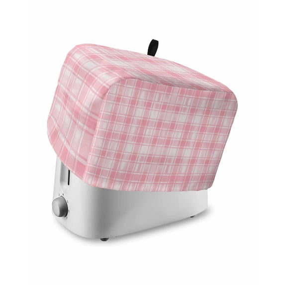 Pink Plaid Small Toaster Cover 2 Slice, Kitchen Appliance Covers, Modern Art Checkered Farmhouse Toaster Oven Cover with Loop, Bread Machine Cover Polyester Dust Cover Protection