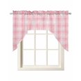 thumbnail image 1 of Pink Plaid Swag Valances for Windows, Small Curtains Drapes, Modern Art Checkered Farmhouse Kitchen Window Curtains Over Sink Rod Pocket Window Treatment Valance for Bedroom/Bathroom 56"x36", 1 of 5