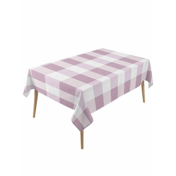 Pink Plaid Table Cloth, Spring Summer Farmhouse Buffalo Checkered Waterproof Tablecloth for Rectangle Tables, Reusable Washable Fabric Table Cover for Restaurant Kitchen Dining Tables 54"x108"