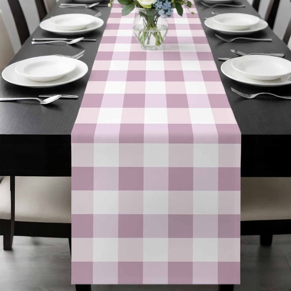 Pink Plaid Table Runner 120 Inches Long, Spring Summer Farmhouse Buffalo Checkered Kitchen Coffee Dining Table Decoration for Home Party Birthday Wedding Home Decor 13x120 Inches