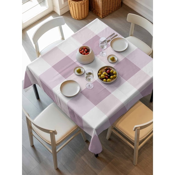 Pink Plaid Tablecloth Square Table Cloth 54x54,Waterproof Outdoor Table Cloth Covers Decorative Table Protector,Spring Summer Farmhouse Buffalo Checkered Washable Kitchen Party Dinning Table Cover