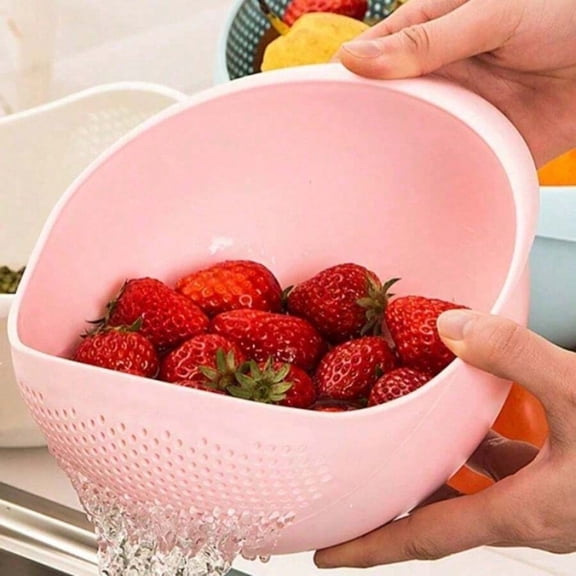 Pink Plastic Colander For Fruits Vegetables Rice Washing Kitchen Strainer Sieve
