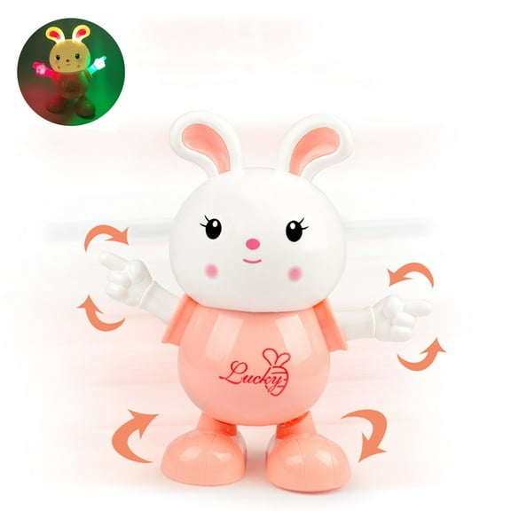 Pink Plastic Electric Dancing Rabbit Toy For Kids Music Lantern Theme With Light And Sound Walking Feature Pink Color