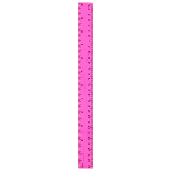 Pink Plastic Ruler with Centimeter Scale and Clear Markings, Straight Measuring Tool for Office and Home Use