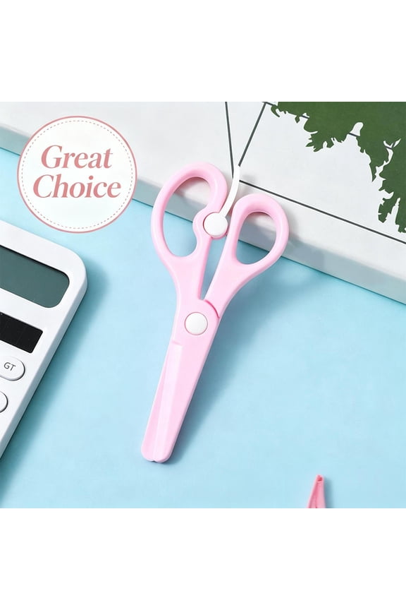 Pink Plastic Safety Craft Scissors, Round Tip Blunt-Edge Scissors with Spring Action, Safe Non-Scratch DIY Cutting Tool for Crafts & Everyday Use