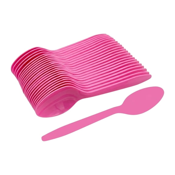 The Baker Celebrations 100 Count Pink Disposable Plastic Spoons, Teaspoons for Parties, BBQs & Everyday Use