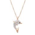 thumbnail image 1 of Brilliance Fine Women's Pink-Plated Clear Crystal Dolphin Pendant, 18 Chain, 1 of 2