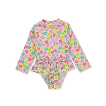 Pink Platinum Baby Girls' 1-Piece Rashguard Swimsuit - white/multi, 12 months (Infant)
