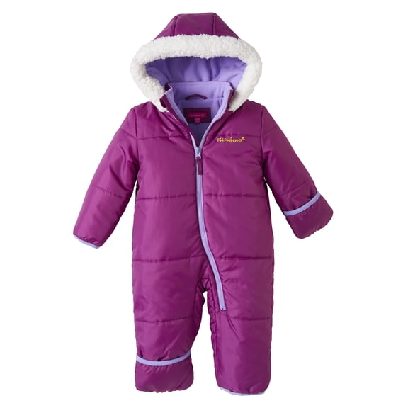 Pink Platinum Baby Girls Snowsuit Fleece Lined Insulated Zip Up Winter Coveralls with Sherpa Hood