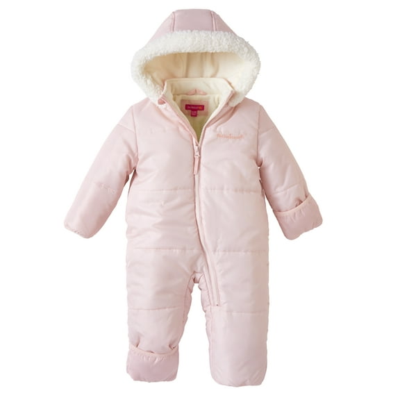 Pink Platinum Baby Girls' One-Piece Puffer Winter Snowsuit with Hood (Newborn & Infant)