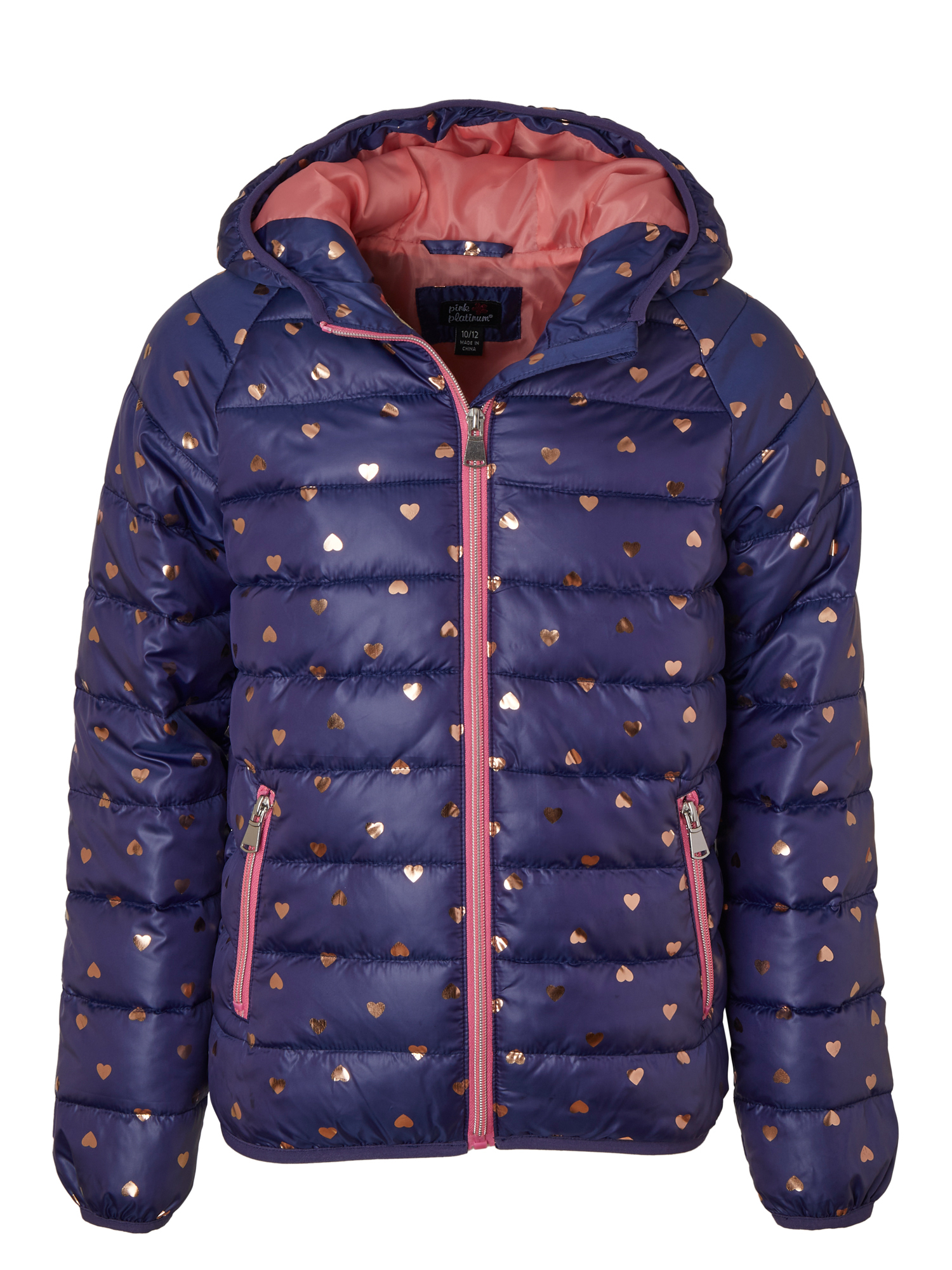 Pink Platinum Foil Heart Midweight Jacket: Before You Add to Cart