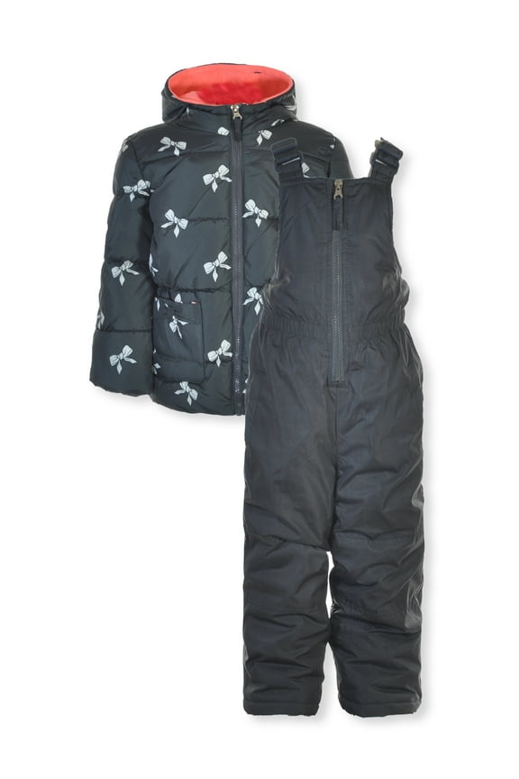 Girls' 2-Piece Snowsuit Jacket Set Outfit Color: gray Size: 4t