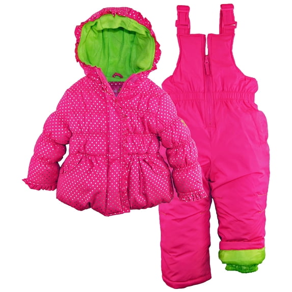 Pink Platinum Girls 2T-4T Polka Dot Snowsuit Set(Pink 2T)