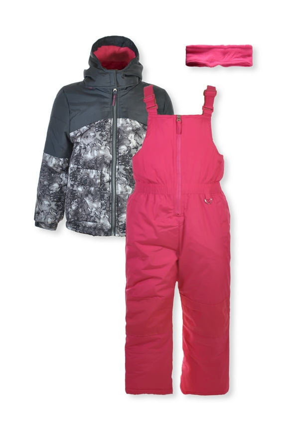Girls' 3-Piece Snowsuit Set Outfit Color: gray Size: 2t
