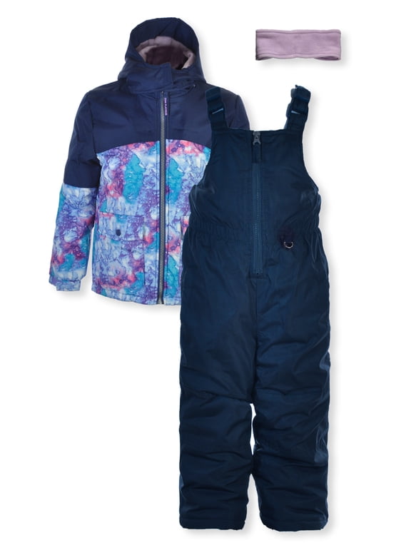 Girls' 3-Piece Snowsuit Set Outfit Color: navy Size: 4t