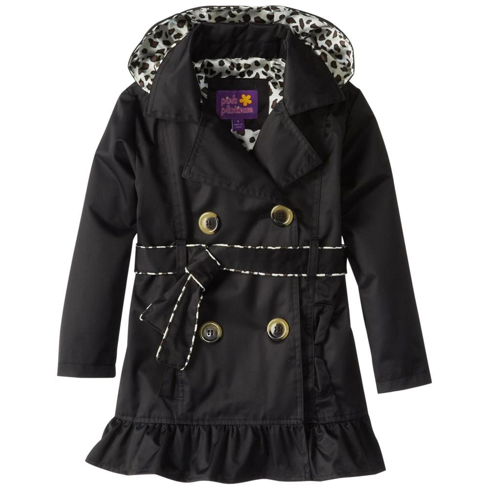 Pink Platinum Girls 4-6X Double-Breasted Leopard Trench Coat