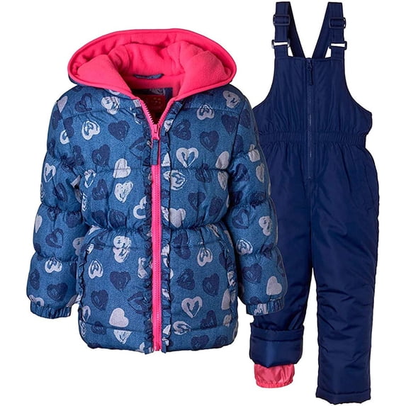 Pink Platinum Girls 4-6X Heart 2-Piece Snowsuit(Blue 4)