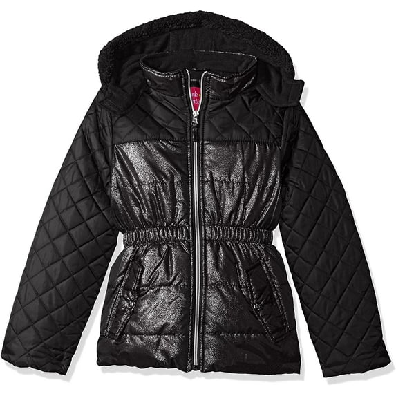 Pink Platinum Girls 4-6x Quilt Foil Puffer Jacket(Black 4)