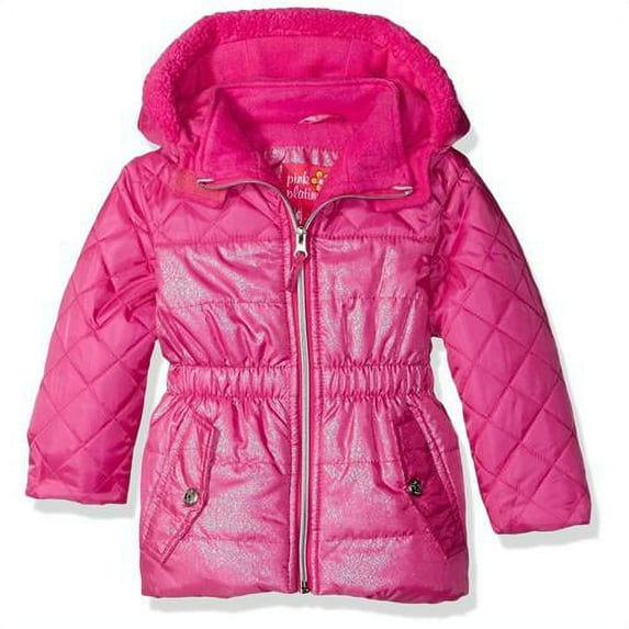 Pink Platinum Girls 7-16 Quilted Foil Puffer (Pink 10/12)