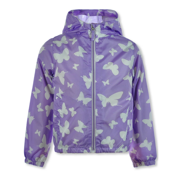 Pink Platinum Girls' Butterfly Windbreaker - lilac, 4t (Toddler) 
