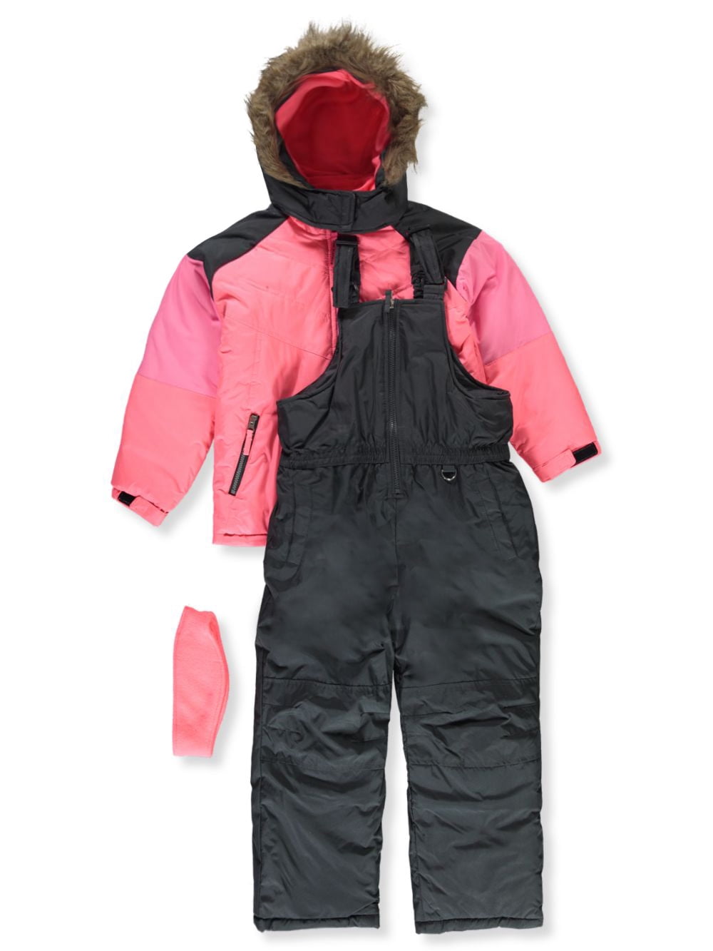 Pink Platinum Girls Colorblock Snow Bib and Jacket Set, Sizes 416