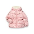 thumbnail image 1 of Pink Platinum Girls Heart Foil Printed Hooded Puffer Jacket with Fleece Lining, Sizes 4-16, 1 of 3