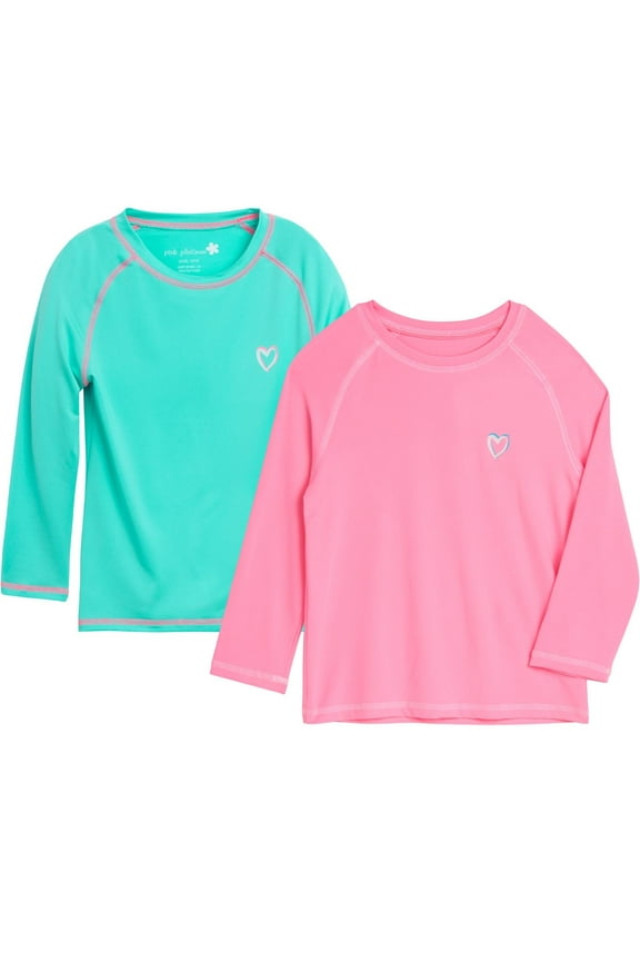 Girls' Rash Guard Shirt - 2 Pack UPF 50+ Long Sleeve Quick Dry Swim Shirt (Size: 4-16)