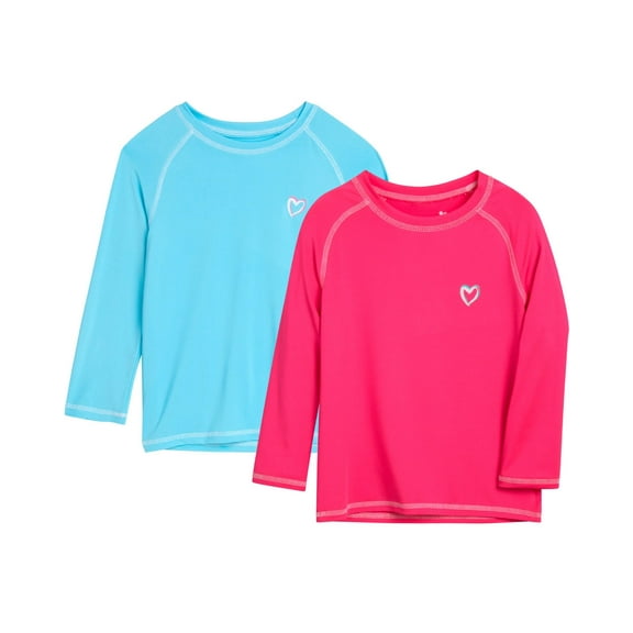Pink Platinum Girls' Rash Guard Shirt - 2 Pack UPF 50+ Long Sleeve Quick Dry Swim Shirt (Size: 4-16)
