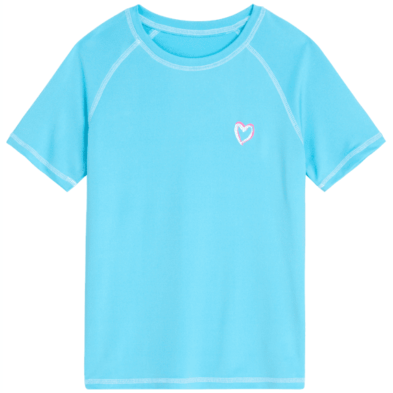 Pink Platinum Girls' Rash Guard - UPF 50+ Protective Quick Dry Short Sleeve Swim Shirt (4-16)