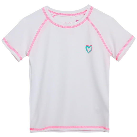 Pink Platinum Girls' Rash Guard - UPF 50+ Protective Quick Dry Short Sleeve Swim Shirt (4-16)