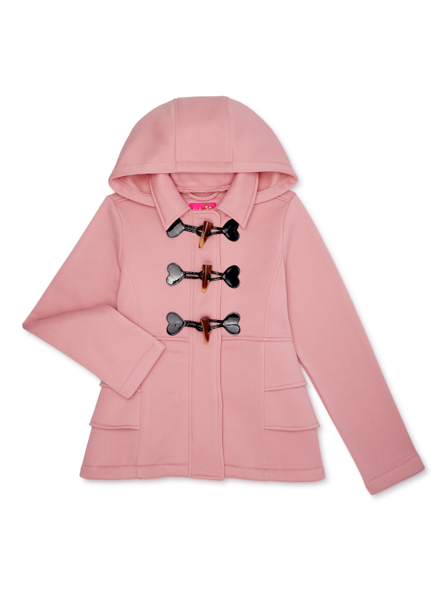 Pink Platinum Girls Ruffle Fleece Jacket with Heart Toggle Details
