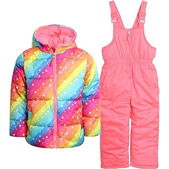 Pink Platinum Girls' Snowsuit - 2 Piece Insulated Ski Jacket and Snow Bib (Size: 12M-4)
