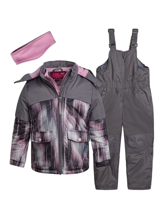 Girls Snow Suit- Heavyweight Water-Resistant Ski Jacket and Snow Bibs for Girls 2 Piece