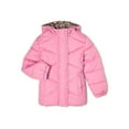 thumbnail image 1 of Pink Platinum Girls Solid Hooded Winter Puffer Coat with Leopard Print, Sizes 4-16, 1 of 3