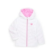 Pink Platinum Girls Solid Quilted Puffer Coat with Hood, Sizes 4-16