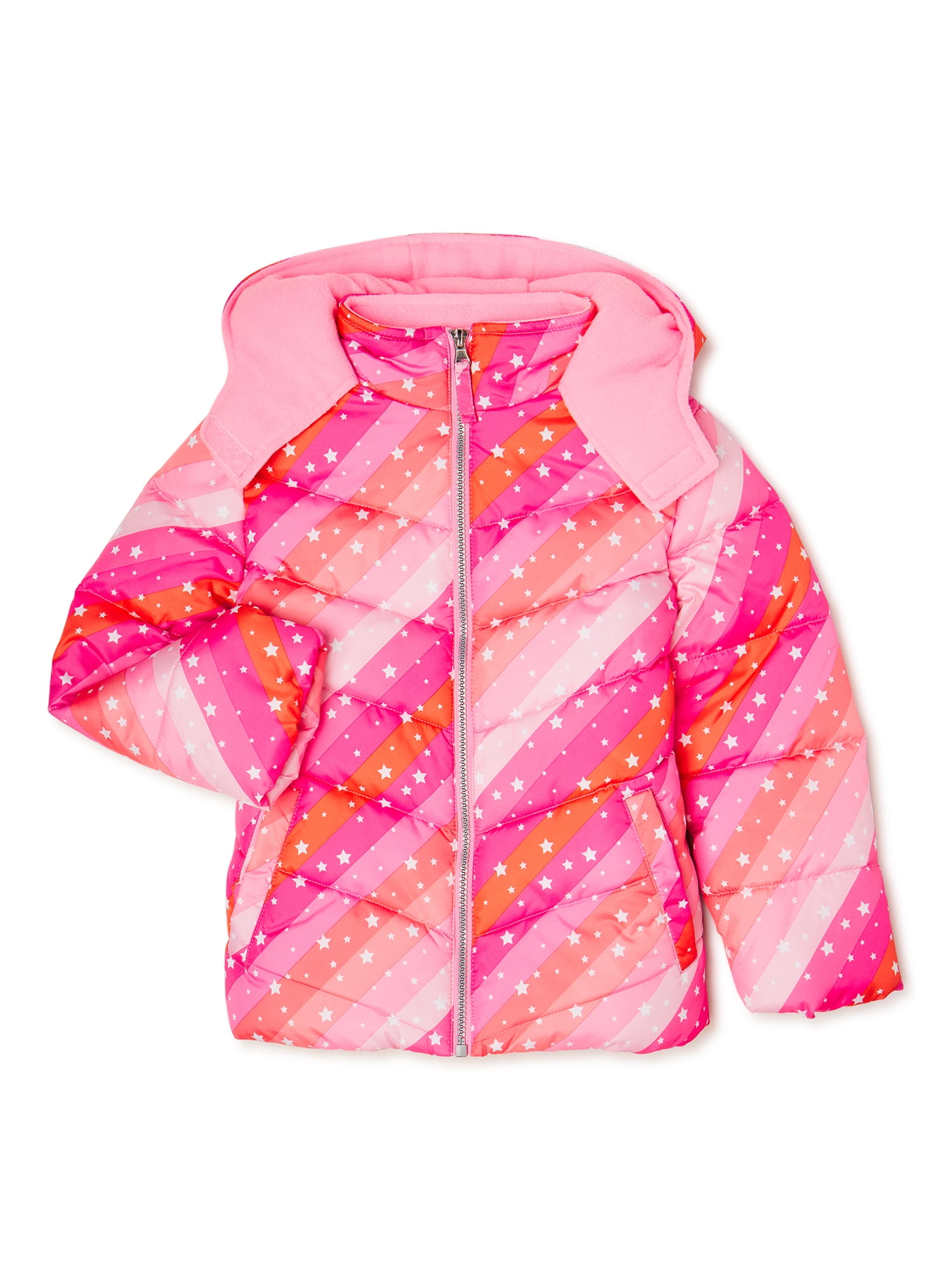 Girls Pink Star Hooded Winter Puffer Coat, Multiple Lebanon Ubuy