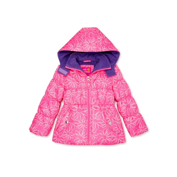 Pink Platinum Long Sleeve Fleece Puffer Single-Breasted Mid-Length Coat (Infant or Toddler) 1 Pack