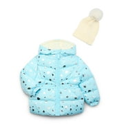 Pink Platinum Toddler Girl Iridescent Foil GWP Puffer with Knit Hat 2T-4T