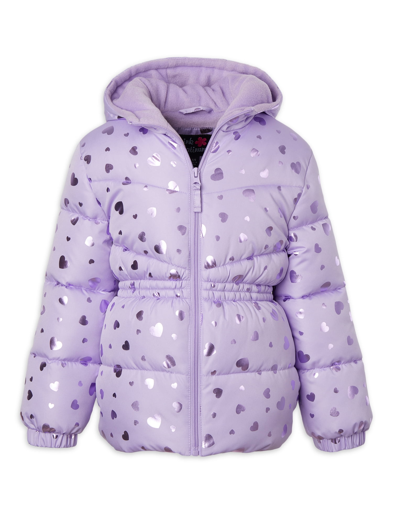 Pink Platinum Girls' Quilted Puffer Vest Jacket - Fleece Hood & Sleeves