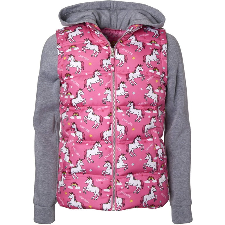 Pink Platinum Unicorn Puffer Vest 2fer Jacket Toddler Girls